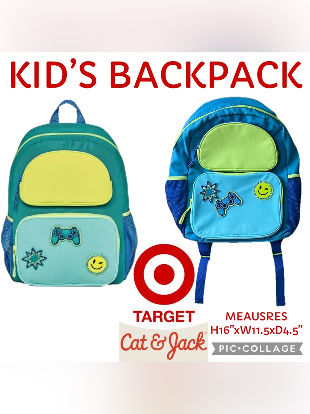 Target Cat & Jack Kids’ Colorblock Removable Patches Two Pocket 16” Backpack